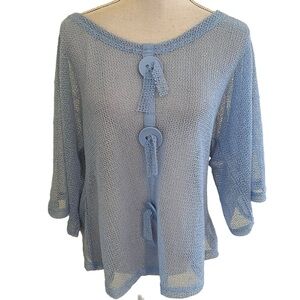 Simply Noelle Baby Blue Mesh/Net Knit Topper O/S